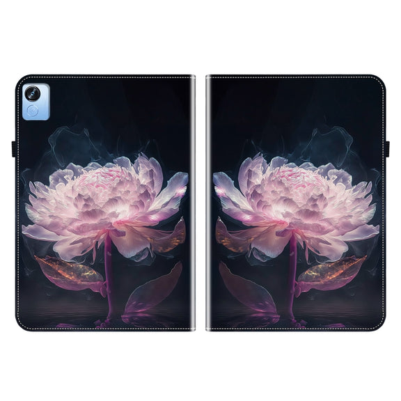 For Realme Pad X Crystal Texture Painted Leather Tablet Case(Purple Peony)