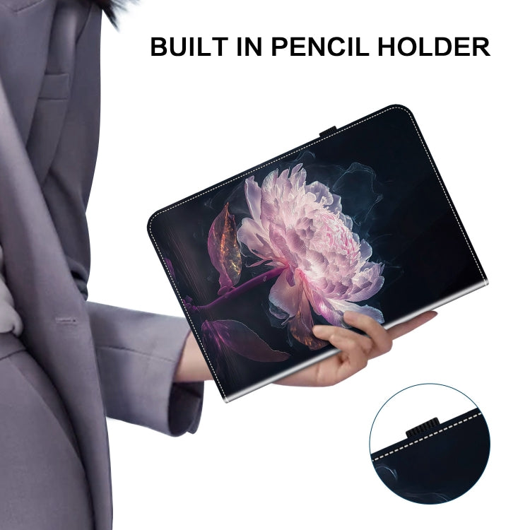 For Realme Pad X Crystal Texture Painted Leather Tablet Case(Purple Peony)