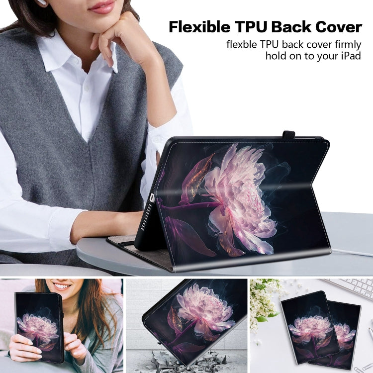 For Realme Pad X Crystal Texture Painted Leather Tablet Case(Purple Peony)