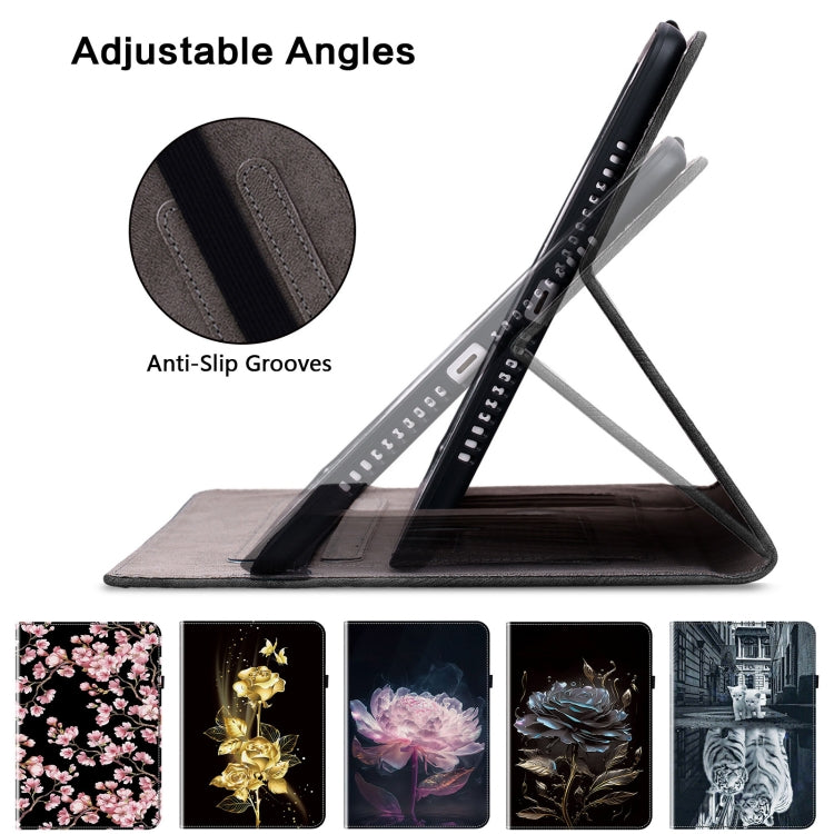 For Realme Pad X Crystal Texture Painted Leather Tablet Case(Black Rose)