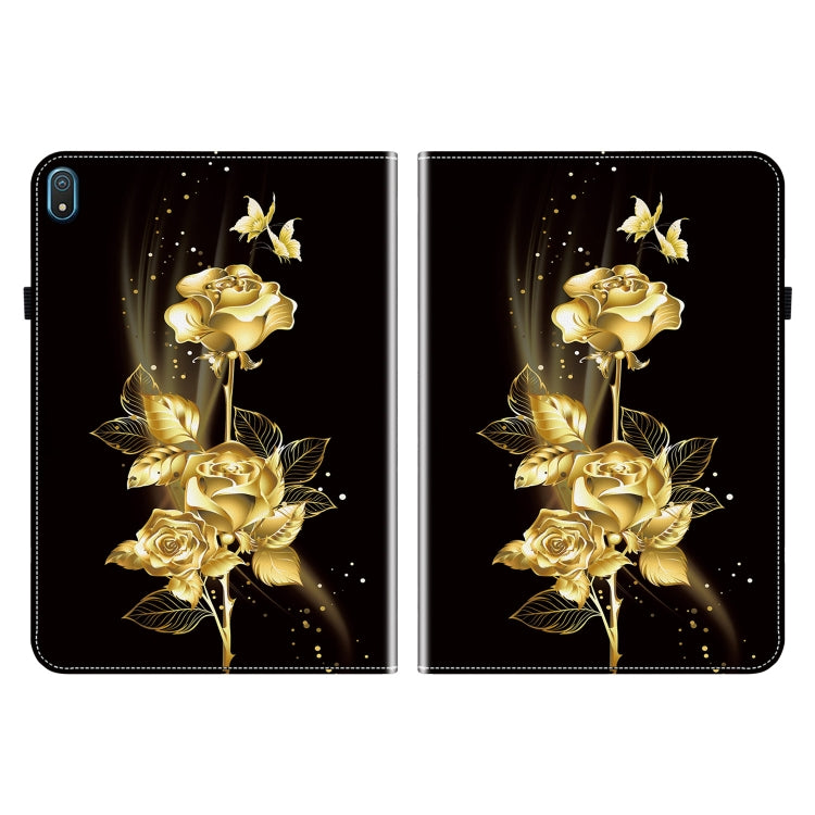 For Nokia T20 10.4 2021 Crystal Texture Painted Leather Tablet Case(Gold Butterfly Rose)