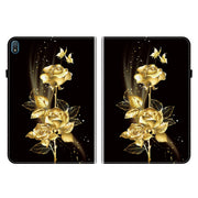 For Nokia T20 10.4 2021 Crystal Texture Painted Leather Tablet Case(Gold Butterfly Rose)