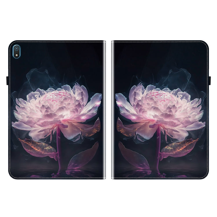 For Nokia T20 10.4 2021 Crystal Texture Painted Leather Tablet Case(Purple Peony)