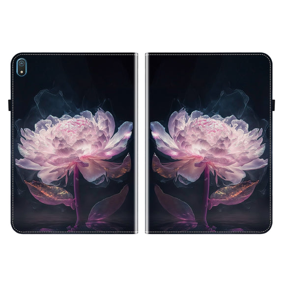 For Nokia T20 10.4 2021 Crystal Texture Painted Leather Tablet Case(Purple Peony)
