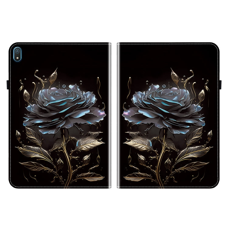 For Nokia T20 10.4 2021 Crystal Texture Painted Leather Tablet Case(Black Rose)