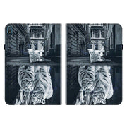 For Nokia T20 10.4 2021 Crystal Texture Painted Leather Tablet Case(Cat Reflection Tiger)