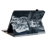 For Nokia T20 10.4 2021 Crystal Texture Painted Leather Tablet Case(Cat Reflection Tiger)