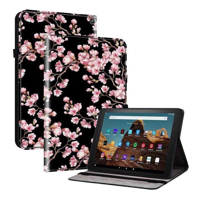 For Amazon Fire HD 10 2019/2017 Crystal Texture Painted Leather Smart Tablet Case(Plum Bossom)