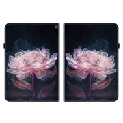 For Amazon Fire HD 10 2019/2017 Crystal Texture Painted Leather Smart Tablet Case(Purple Peony)
