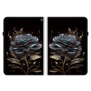 For Amazon Fire HD 10 2019/2017 Crystal Texture Painted Leather Smart Tablet Case(Black Rose)