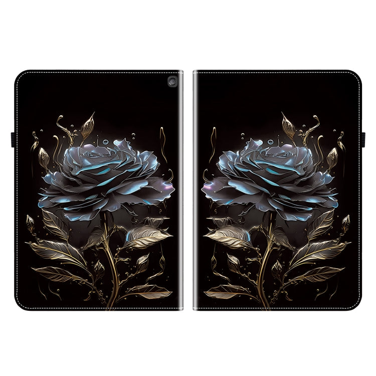 For Amazon Fire HD 10 2019/2017 Crystal Texture Painted Leather Smart Tablet Case(Black Rose)