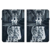For Amazon Fire HD 10 2019/2017 Crystal Texture Painted Leather Smart Tablet Case(Cat Reflection Tiger)