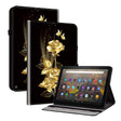 For Amazon Fire HD10 / HD10 Plus 2021 Crystal Texture Painted Leather Smart Tablet Case(Gold Butterfly Rose) - free shipping - PMC TechLife - Order now!