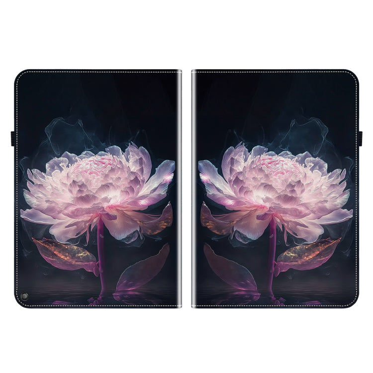 For Amazon Fire HD10 / HD10 Plus 2021 Crystal Texture Painted Leather Smart Tablet Case(Purple Peony)