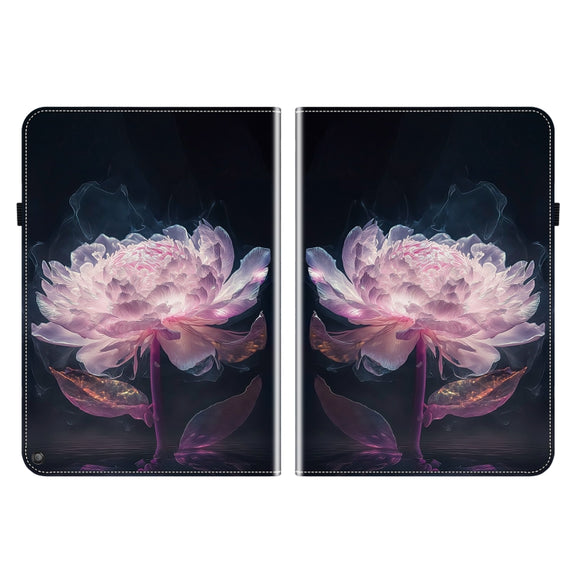 For Amazon Fire HD10 / HD10 Plus 2021 Crystal Texture Painted Leather Smart Tablet Case(Purple Peony)