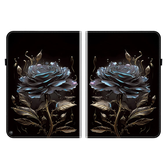 For Amazon Fire HD10 / HD10 Plus 2021 Crystal Texture Painted Leather Smart Tablet Case(Black Rose)