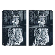 For Amazon Fire HD10 / HD10 Plus 2021 Crystal Texture Painted Leather Smart Tablet Case(Cat Reflection Tiger)