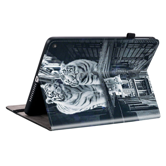 For Amazon Fire HD10 / HD10 Plus 2021 Crystal Texture Painted Leather Smart Tablet Case(Cat Reflection Tiger)