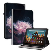 For Amazon Fire HD10 2023 Crystal Texture Painted Leather Tablet Case(Purple Peony)