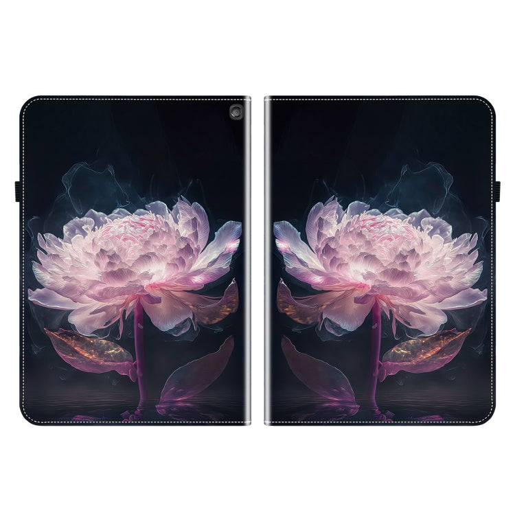 For Amazon Fire HD10 2023 Crystal Texture Painted Leather Tablet Case(Purple Peony)