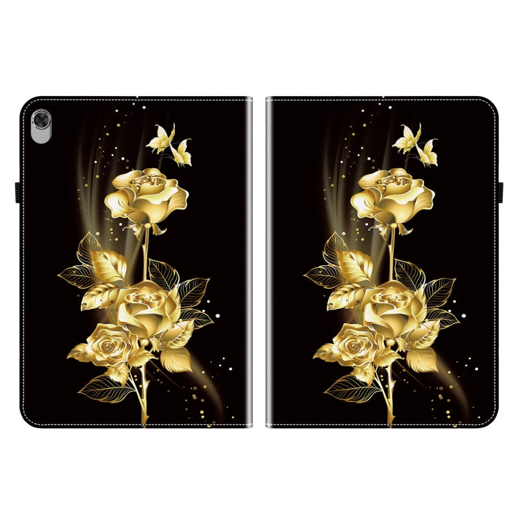 For Lenovo M10 Plus 10.3 Crystal Texture Painted Leather Tablet Case(Gold Butterfly Rose)