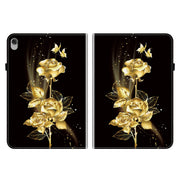 For Lenovo M10 Plus 10.3 Crystal Texture Painted Leather Tablet Case(Gold Butterfly Rose)