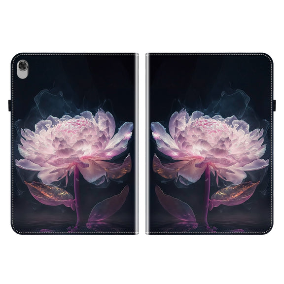 For Lenovo M10 Plus 10.3 Crystal Texture Painted Leather Tablet Case(Purple Peony)