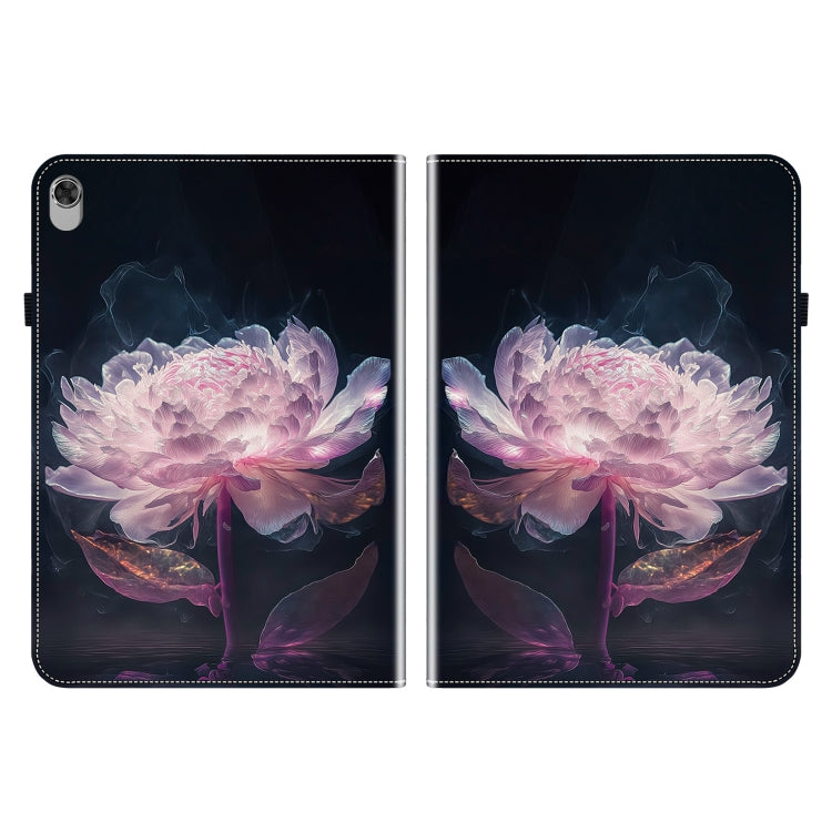 For Lenovo M10 Plus 10.3 Crystal Texture Painted Leather Tablet Case(Purple Peony)