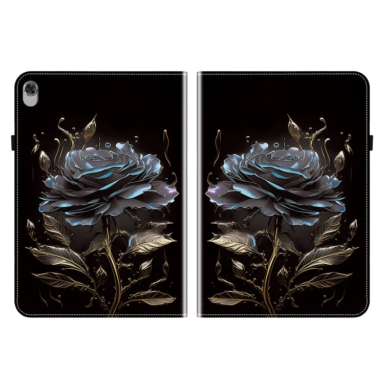 For Lenovo M10 Plus 10.3 Crystal Texture Painted Leather Tablet Case(Black Rose)