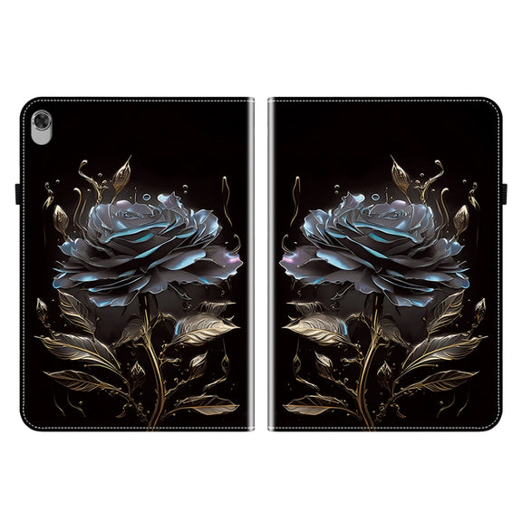 For Lenovo M10 Plus 10.3 Crystal Texture Painted Leather Tablet Case(Black Rose)
