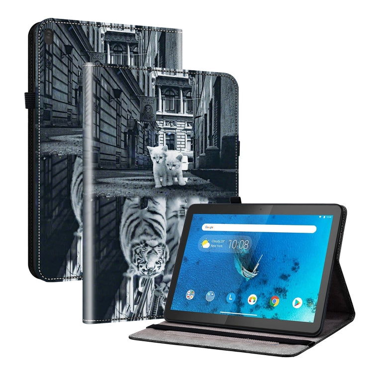 For Lenovo Tab M10 X605 / M10 HD X505 Crystal Texture Painted Leather Tablet Case(Cat Reflection Tiger)