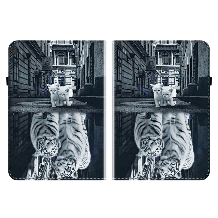 For Lenovo Tab M10 X605 / M10 HD X505 Crystal Texture Painted Leather Tablet Case(Cat Reflection Tiger)