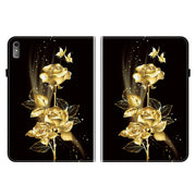 For Lenovo Tab M10 5G 2023 Crystal Texture Painted Leather Tablet Case(Gold Butterfly Rose)