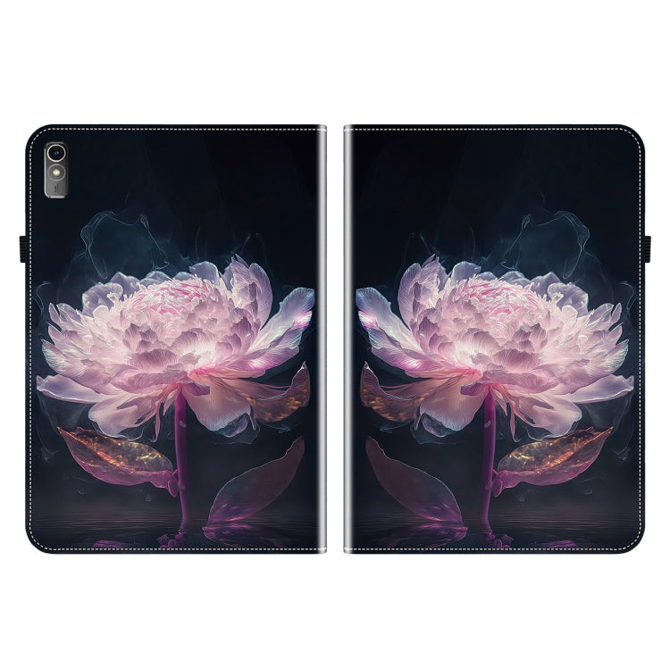 For Lenovo Tab M10 5G 2023 Crystal Texture Painted Leather Tablet Case(Purple Peony)
