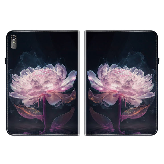 For Lenovo Tab M10 5G 2023 Crystal Texture Painted Leather Tablet Case(Purple Peony)