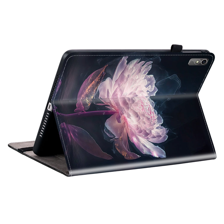 For Lenovo Tab M10 5G 2023 Crystal Texture Painted Leather Tablet Case(Purple Peony)
