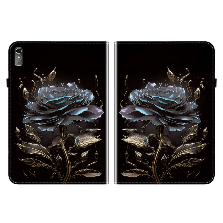 For Lenovo Tab M10 5G 2023 Crystal Texture Painted Leather Tablet Case(Black Rose)