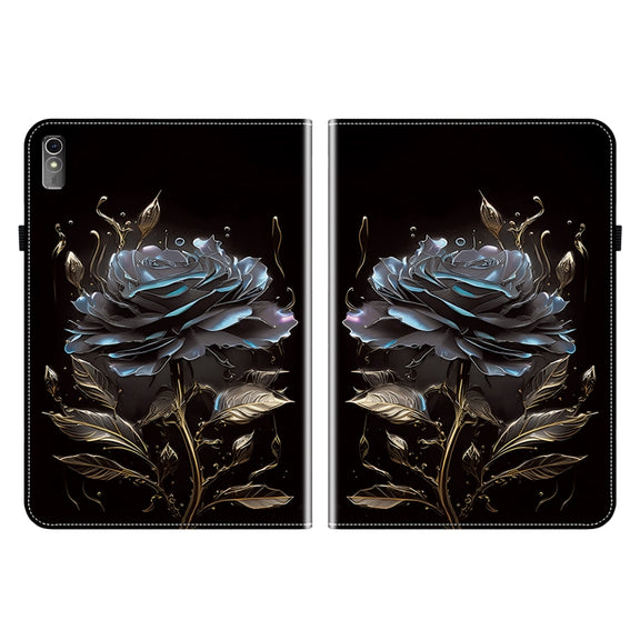 For Lenovo Tab M10 5G 2023 Crystal Texture Painted Leather Tablet Case(Black Rose)