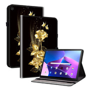 For Lenovo Tab M10 10.1 3rd Gen Crystal Texture Painted Leather Tablet Case(Gold Butterfly Rose)