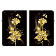 For Lenovo Tab M10 10.1 3rd Gen Crystal Texture Painted Leather Tablet Case(Gold Butterfly Rose)