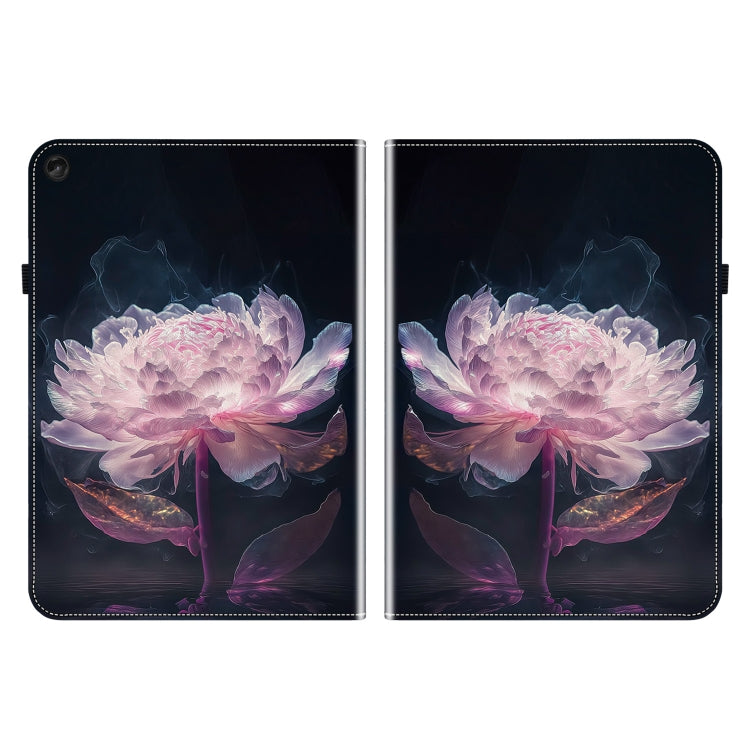 For Lenovo Tab M10 10.1 3rd Gen Crystal Texture Painted Leather Tablet Case(Purple Peony)