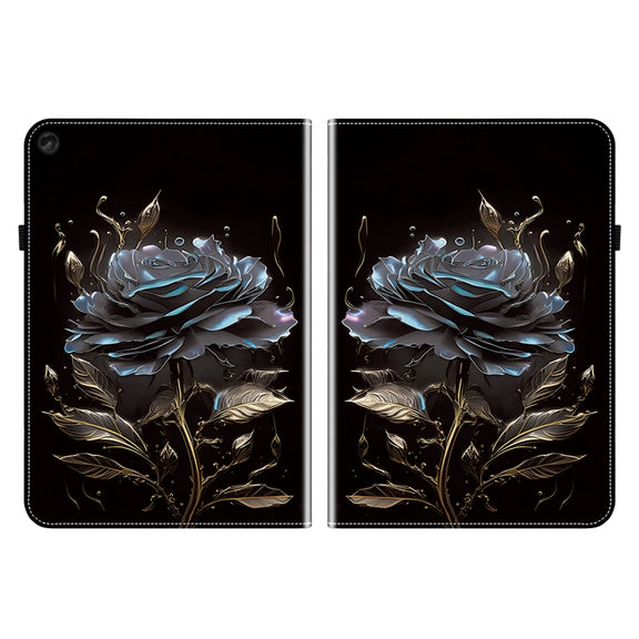 For Lenovo Tab M10 10.1 3rd Gen Crystal Texture Painted Leather Tablet Case(Black Rose)