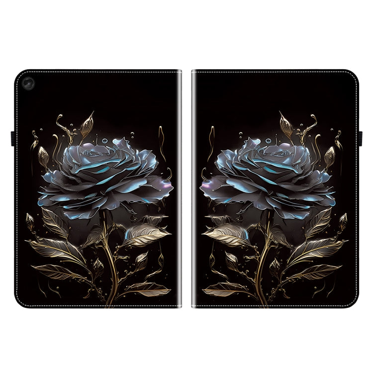 For Lenovo Tab M10 10.1 3rd Gen Crystal Texture Painted Leather Tablet Case(Black Rose)