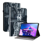 For Lenovo Tab M10 10.1 3rd Gen Crystal Texture Painted Leather Tablet Case(Cat Reflection Tiger)