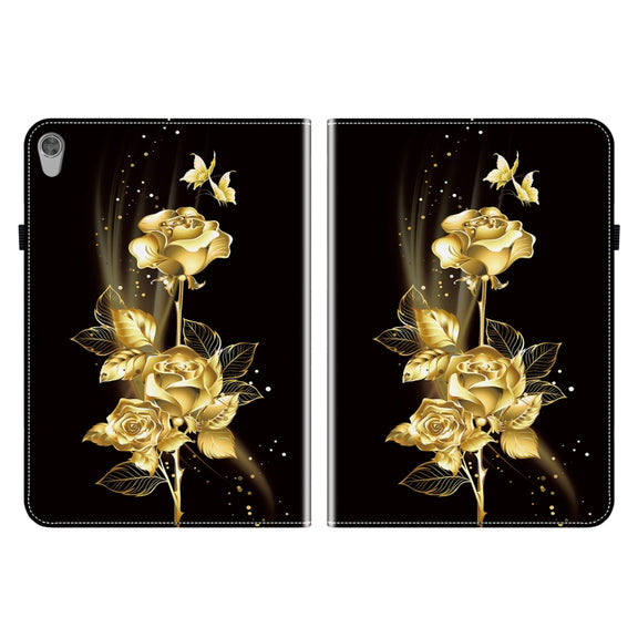 For Lenovo Tab M10 HD Gen2 Crystal Texture Painted Leather Tablet Case(Gold Butterfly Rose)