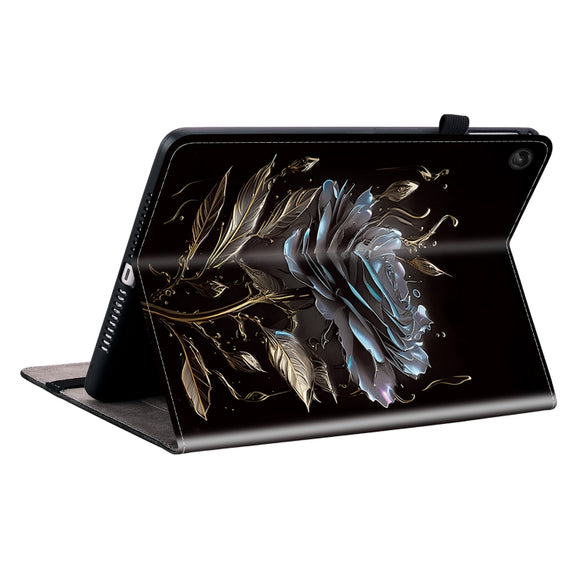 For Lenovo Tab M10 Plus HD 10.6 3rd Gen Crystal Texture Painted Leather Tablet Case(Black Rose)