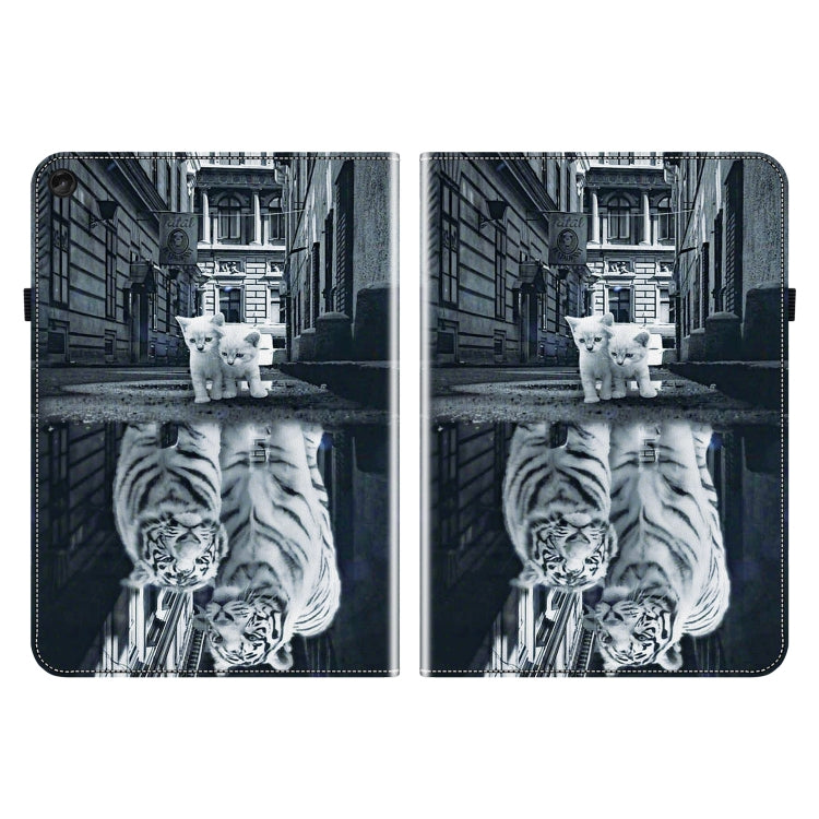For Lenovo Tab M10 Plus HD 10.6 3rd Gen Crystal Texture Painted Leather Tablet Case(Cat Reflection Tiger)