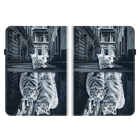 For Lenovo Tab M10 Plus HD 10.6 3rd Gen Crystal Texture Painted Leather Tablet Case(Cat Reflection Tiger)
