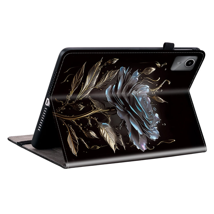 For Lenovo Tab M11/ Xiaoxin Pad 11 2024 Crystal Texture Painted Leather Tablet Case(Black Rose)