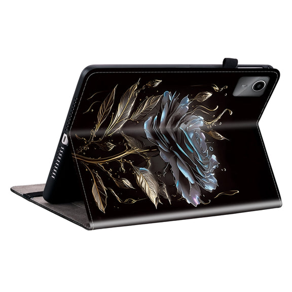 For Lenovo Tab M11/ Xiaoxin Pad 11 2024 Crystal Texture Painted Leather Tablet Case(Black Rose)